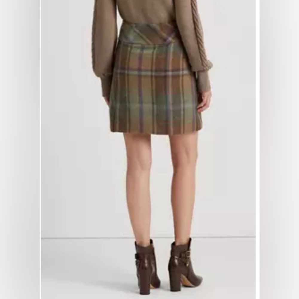 Polo By Ralph Lauren Plaid Wrap Sweater Skirt 100% Wool NWT XXL Fringe Size 12 - Picture 4 of 7